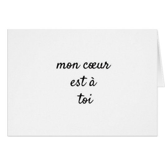 FRENCH LOVE CARD SAYS "WITH ALL MY HEART" (Front Horizontal)