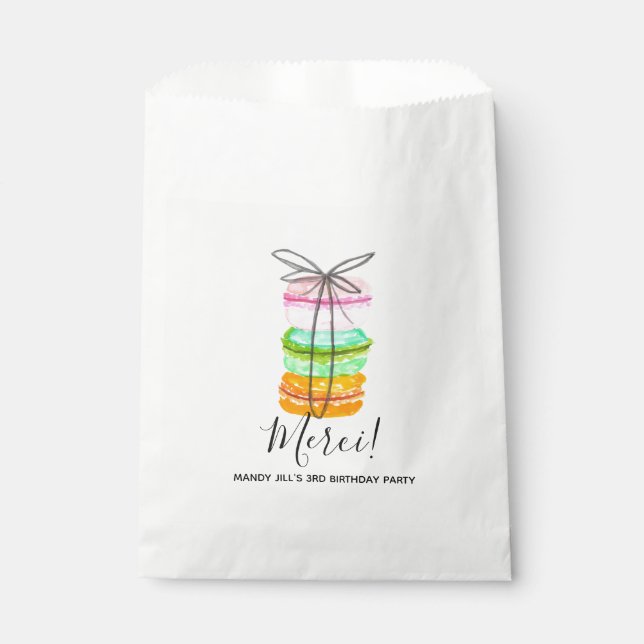 French macaron birthday party favor bag (Front)