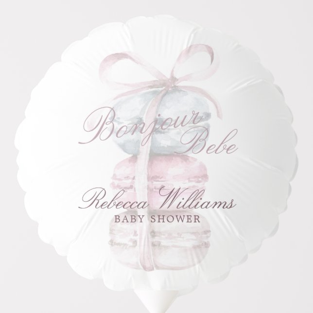 French Macaron Bonjour Bebe Baby shower Balloon (Front)