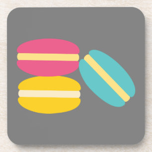 French macaron colorful cakes beverage coaster