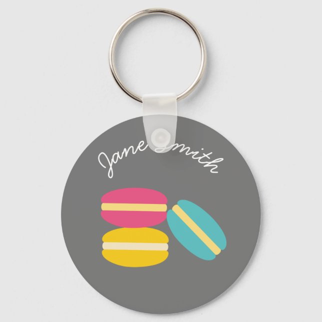French macaron colorful cakes keychain (Front)