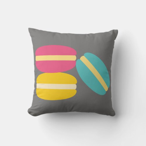 French macaron colorful cakes throw pillow