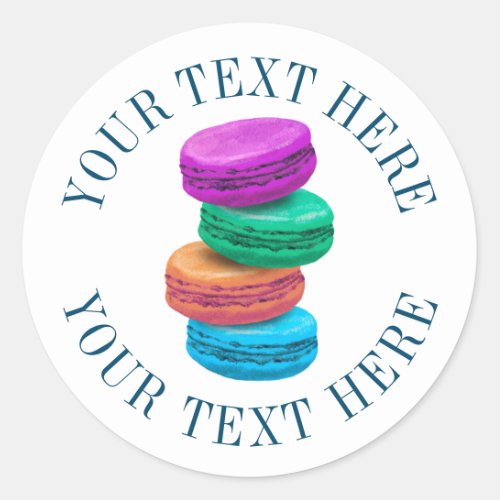 French macaron cookie stickers with custom text