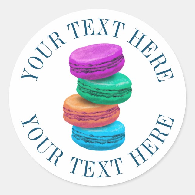 French macaron cookie stickers with custom text (Front)