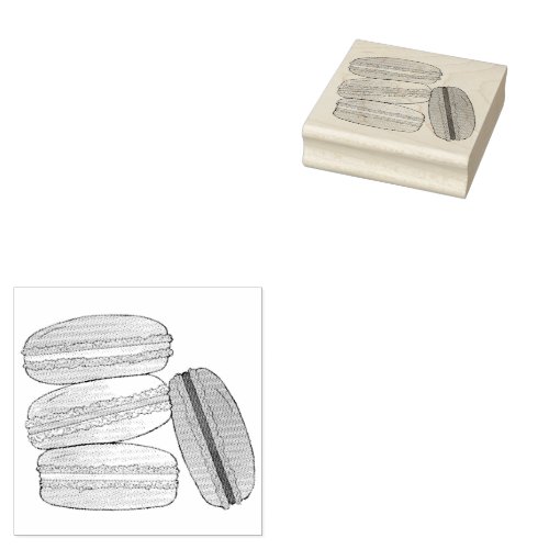 French Macaron Cookies Stack Bakery Pastry Food Rubber Stamp
