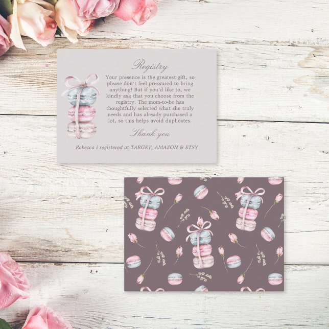 French macaron registry baby shower insert card (Creator Uploaded)