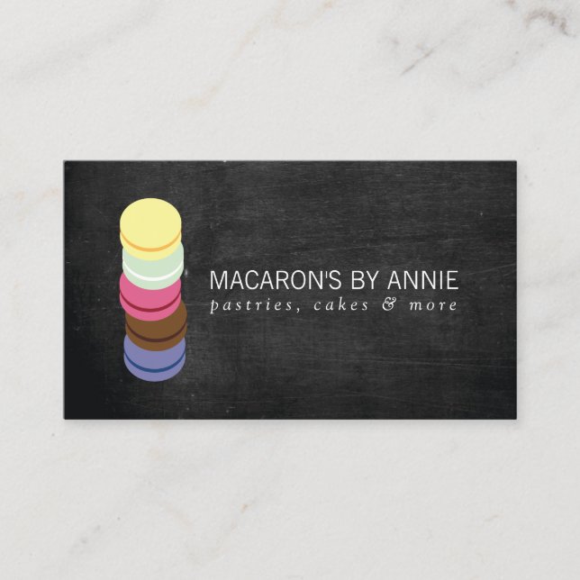 FRENCH MACARON STACK LOGO III Bakery, Pastry Chef Business Card (Front)