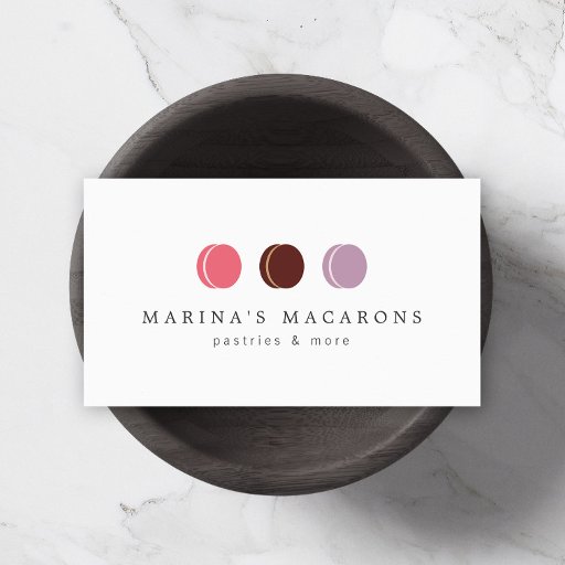 Customizable FRENCH MACARON TRIO LOGO 3 on White Business Cards