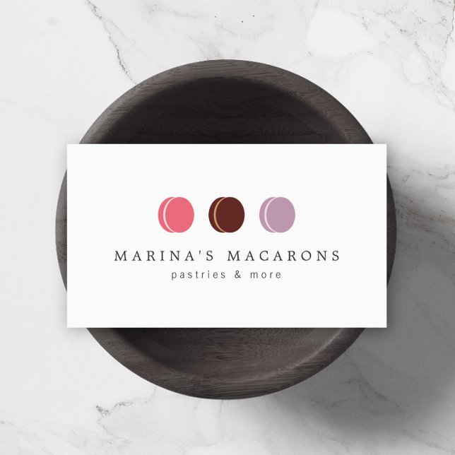 FRENCH MACARON TRIO LOGO 3 on White Business Card (Creator Uploaded)