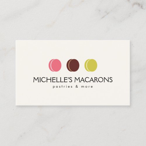 FRENCH MACARON TRIO LOGO for Bakery, Pastry Chef Business Card Template
