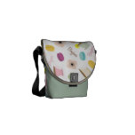 French Macarons Anemones Teacups Mini Messenger Courier Bag French Macarons Anemones Teacups Mini Messenger Courier Bag