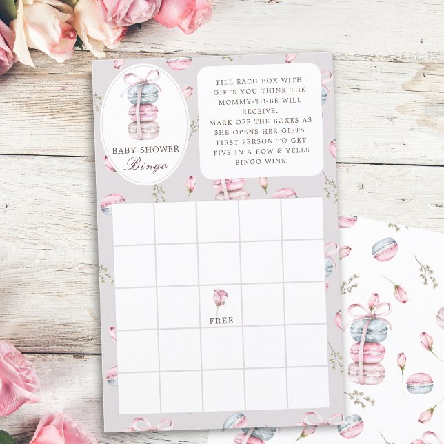French macarons baby shower 'Gift Bingo' game (Creator Uploaded)