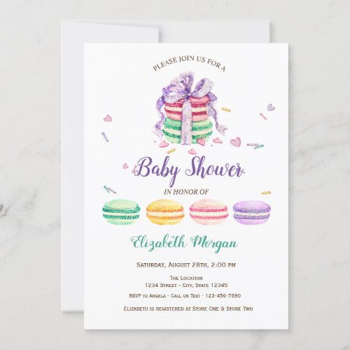 French MacaronsBlue Dots Baby Shower Invitation