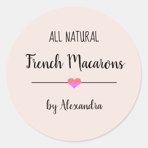 French Macarons blush pink script  Classic Round Sticker