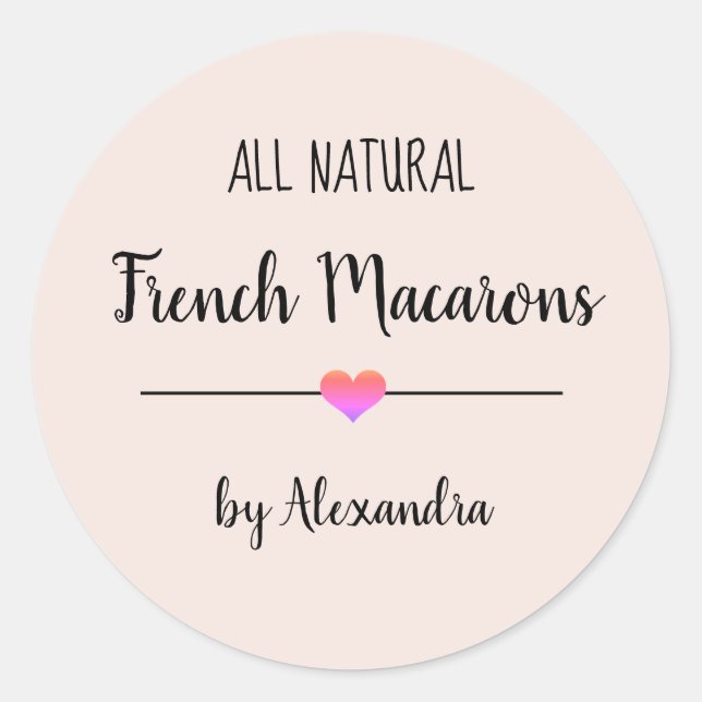 French Macarons blush pink script  Classic Round Sticker (Front)