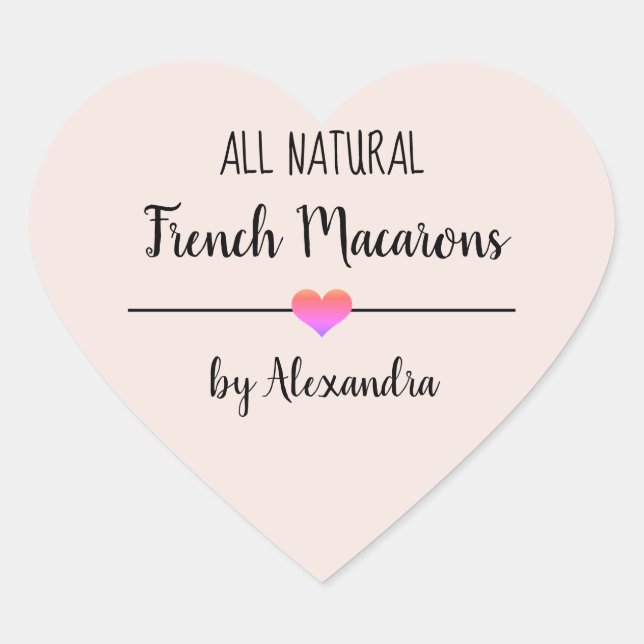 French Macarons blush pink script  Heart Sticker (Front)