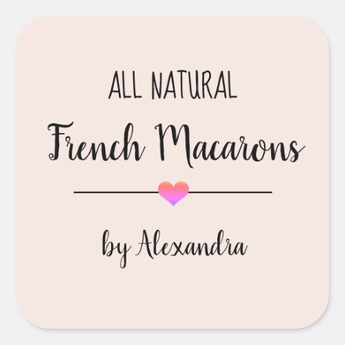 French Macarons blush pink script  Square Sticker