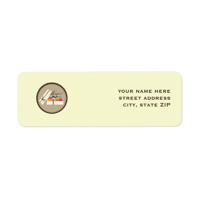 French Macarons Bonjour Address Labels (Front)