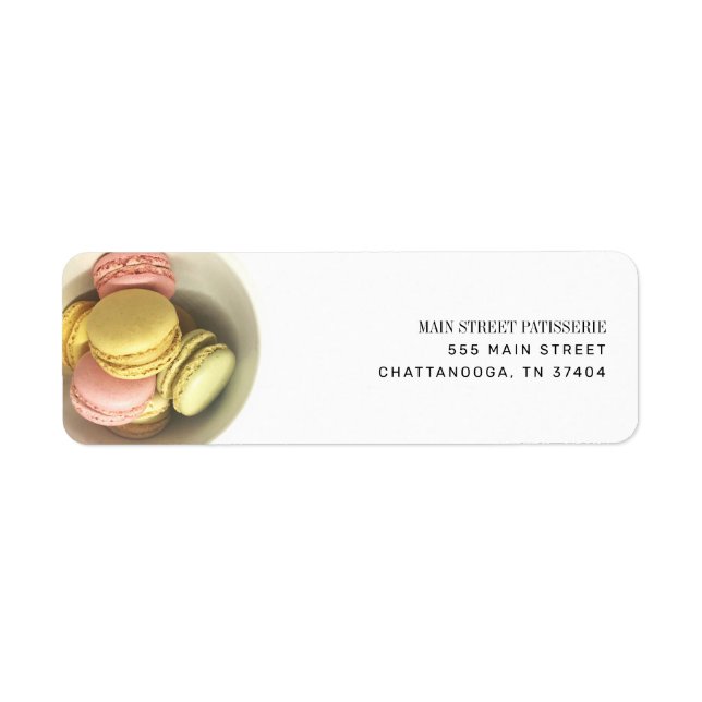 French Macarons Bowl Bakery Patisserie Business Label (Front)