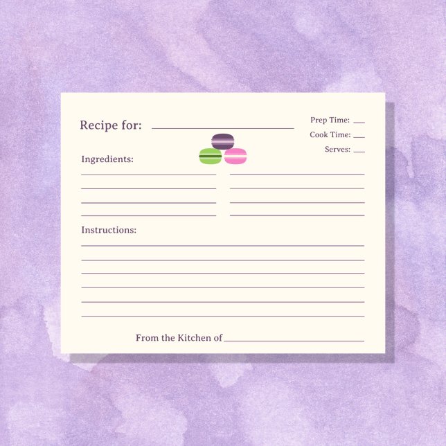 French Macarons Bridal Shower Recipe Card (French Macarons Bridal Shower Recipe Card)