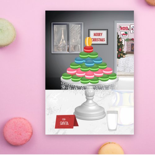 French Macarons Christmas Eve and Morning Paris Holiday Card