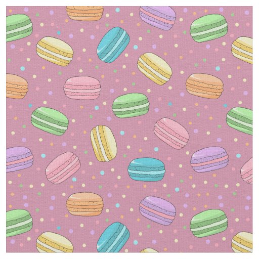 French Macarons Dusty Pink Dessert Pattern Fabric