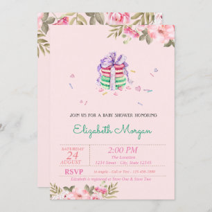 French Macarons, Floral Baby Shower Invitation