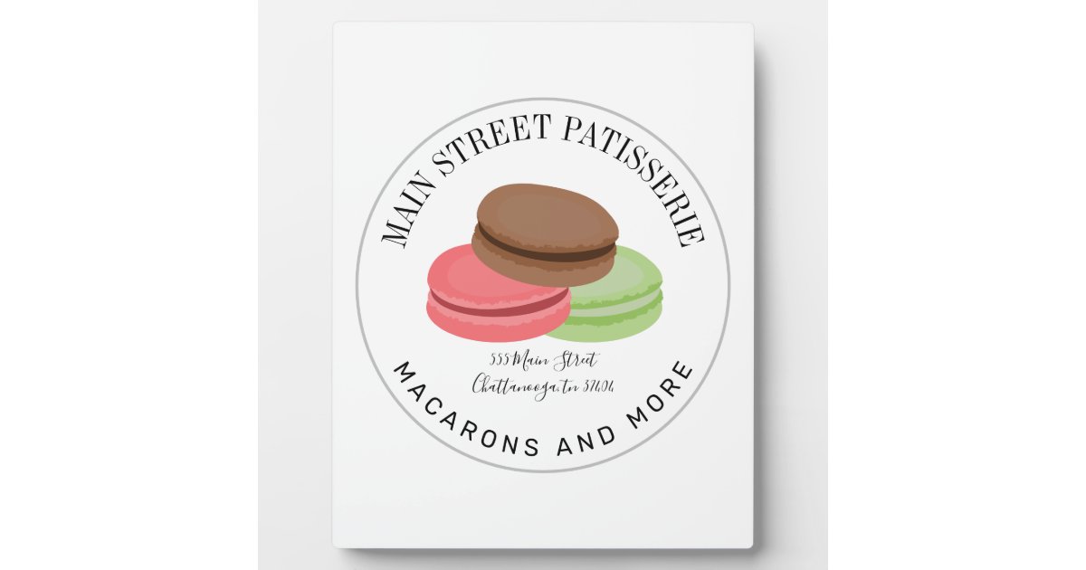 French Macarons Food Business Patisserie Address Plaque Zazzle Com