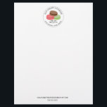 French Macarons Food Business Patissierie Letterhead<br><div class="desc">Circle logo with chocolate,  pink,  and green macarons with custom text for business name,  address,  and tagline with gray border.</div>