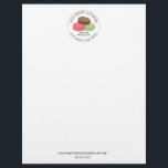 French Macarons Food Business Patissierie Letterhead<br><div class="desc">Circle logo with chocolate,  pink,  and green macarons with custom text for business name,  address,  and tagline with gray border.</div>
