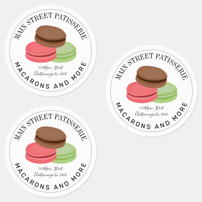 French Macarons Food Business Restaurant Labels (Group)