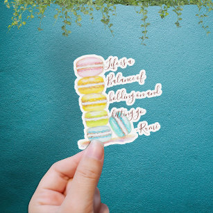 French Macarons Hand Painted Pastel Rainbow Quote Sticker