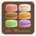 French Macarons, Multi-Colored Pastels Square Sticker