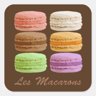 French Macarons, Multi-Colored Pastels Square Sticker