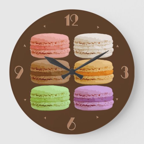 French Macarons _ muti_colored pastels Large Clock