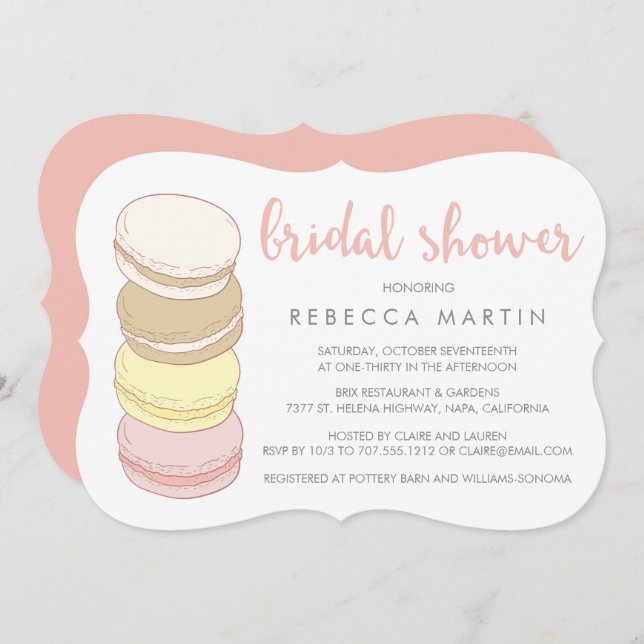 French Macarons | Pastel Bridal Shower Invitation (Front/Back)