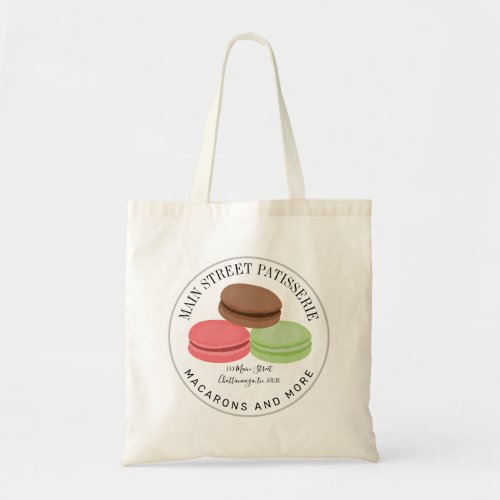 French Macarons Patisserie Business Address Tote Bag