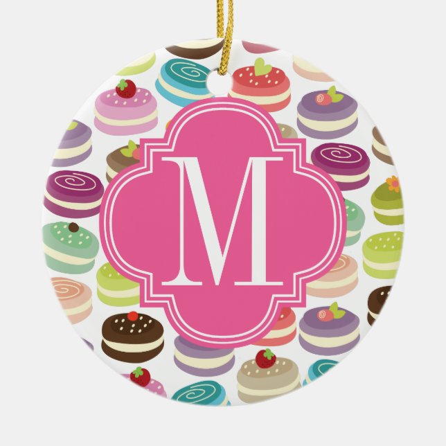 French Macarons Personalized Ceramic Ornament (Front)