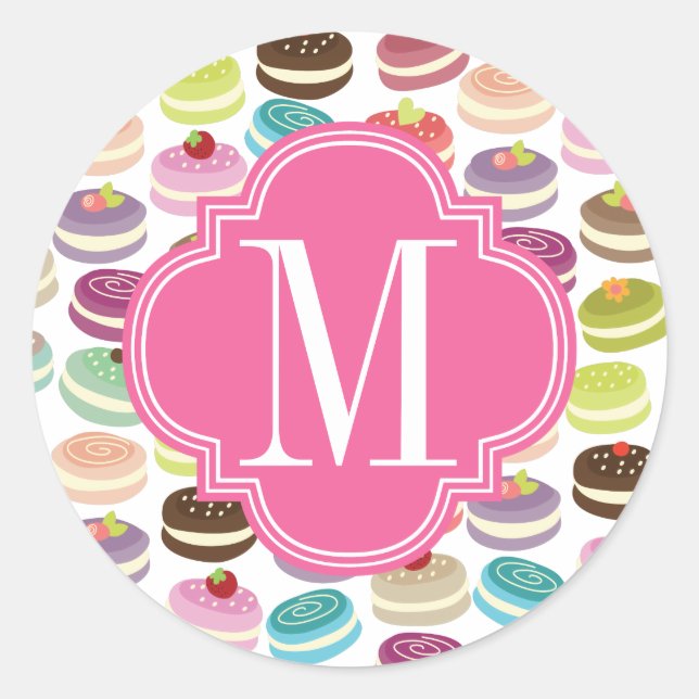 French Macarons Personalized Classic Round Sticker (Front)