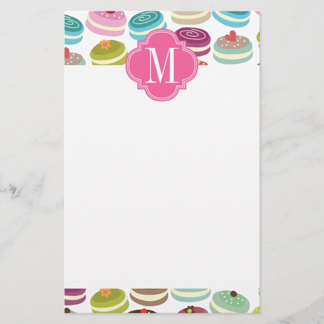 French Macarons Personalized Stationery (Front)