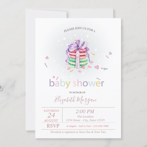 French MacaronsPolka Dots Baby Shower Invitation