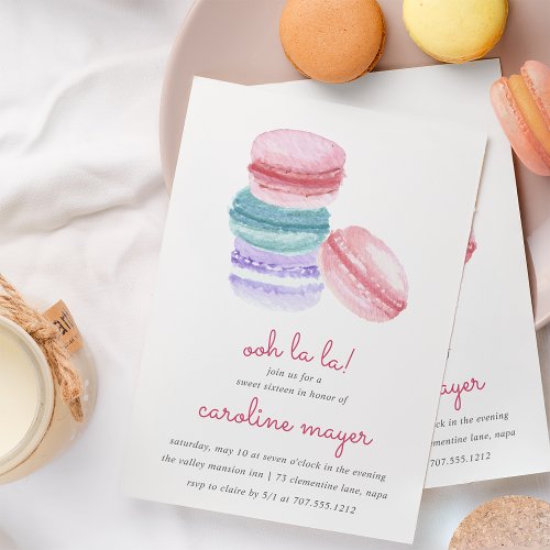 French Macarons Sweet Sixteen Party Invitation