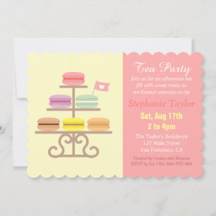 French Macarons Tea Party Baby Shower, Sweet Pink Invitation