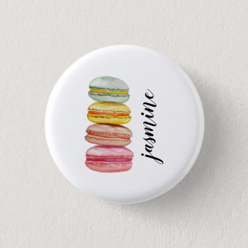 French Macarons Watercolor Hand_painted Button