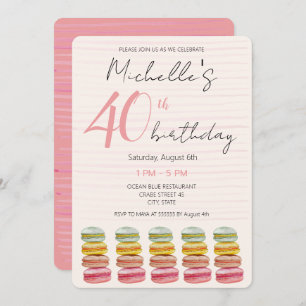 French Macarons Watercolor Hand-painted Custom Invitation
