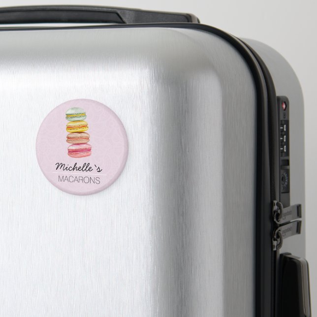 French Macarons Watercolor Hand-painted Magnet (In Situ (Luggage))