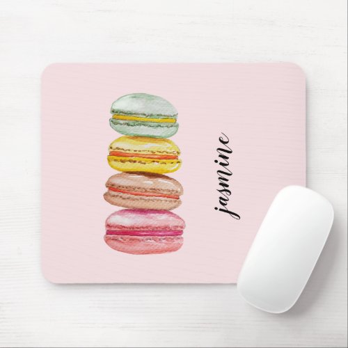 French Macarons Watercolor Hand_painted Mouse Pad