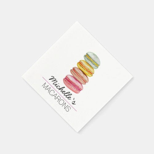 French Macarons Watercolor Hand_painted Napkins