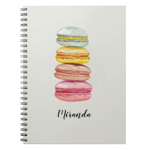 French Macarons Watercolor Hand_painted Notebook