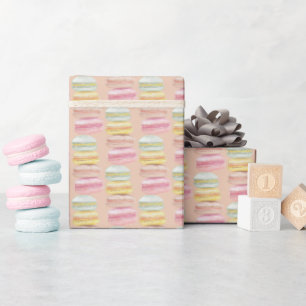 French Macarons Watercolor Hand-painted Wrapping P Wrapping Paper